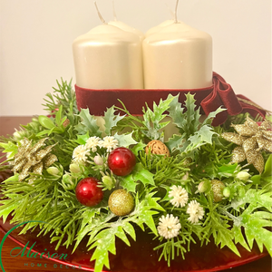 Bordó adventi karácsonyi asztaldísz - karácsony - adventi díszek - adventi asztaldísz - Meska.hu