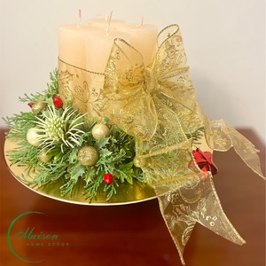 Adventi, karácsonyi asztaldísz arany masnival - Meska.hu