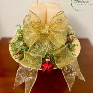 Adventi, karácsonyi asztaldísz arany masnival - karácsony - adventi díszek - adventi asztaldísz - Meska.hu