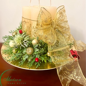 Adventi, karácsonyi asztaldísz arany masnival - karácsony - adventi díszek - adventi asztaldísz - Meska.hu