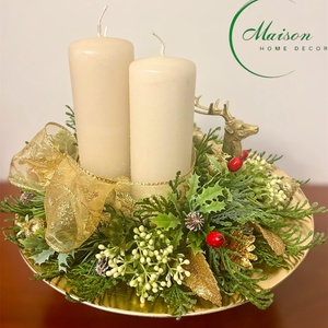 Adventi, karácsonyi asztaldísz szarvassal - karácsony - adventi díszek - adventi asztaldísz - Meska.hu