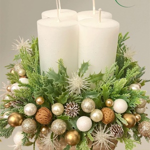 Beige-arany adventi, karácsonyi asztaldísz - karácsony - adventi díszek - adventi asztaldísz - Meska.hu