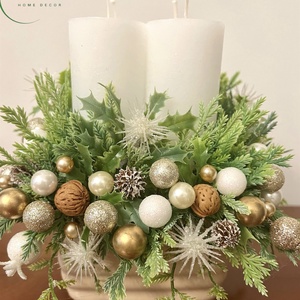 Beige-arany adventi, karácsonyi asztaldísz - karácsony - adventi díszek - adventi asztaldísz - Meska.hu