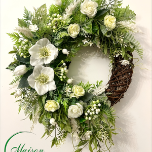 Fehér virág ajtódísz, kopogtató - Meska.hu