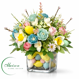 Húsvéti tojással díszített asztaldísz, Otthon & Életmód, Dekoráció, Asztal és polc dekoráció, Asztaldísz, Virágkötés, MESKA