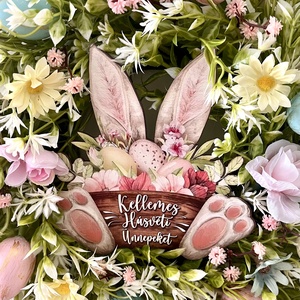 Húsvéti nyuszis kopogtató, ajtódísz - otthon & életmód - dekoráció - ajtó- és ablak dekoráció - ajtódísz & kopogtató - Meska.hu