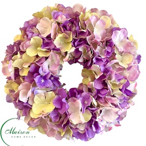 Lila-halvány lila hortenzia koszorú, Otthon & Életmód, Dekoráció, Ajtó- és ablak dekoráció, Ajtódísz & Kopogtató, Virágkötés, MESKA