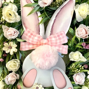 Nyuszi popós ajtódísz, kopogtató - ünnepi díszek, dekorációk - húsvéti díszek és dekorációk - húsvéti ajtódísz, kopogtató - Meska.hu