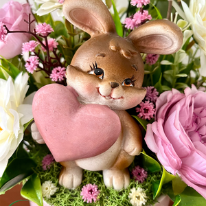 Nyuszi szívvel asztaldísz - ünnepi díszek, dekorációk - húsvéti díszek és dekorációk - húsvéti asztaldíszek - Meska.hu