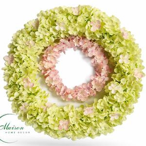 Dupla hortenzia kopogtató, ajtódísz, Otthon & Életmód, Dekoráció, Ajtó- és ablak dekoráció, Ajtódísz & Kopogtató, Virágkötés, MESKA