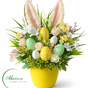 Nyuszifüles asztaldísz - ünnepi díszek, dekorációk - húsvéti díszek és dekorációk - húsvéti virágos díszek - Meska.hu