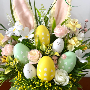 Nyuszifüles asztaldísz - ünnepi díszek, dekorációk - húsvéti díszek és dekorációk - húsvéti virágos díszek - Meska.hu