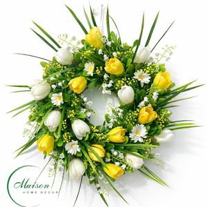 Sárga-fehér krókusz ajtódísz, kopogtató - Meska.hu