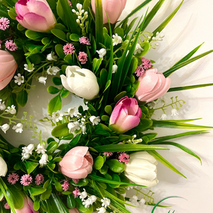 Rózsaszín-fehér krókusz ajtódísz, kopogtató - otthon & életmód - dekoráció - ajtó- és ablak dekoráció - ajtódísz & kopogtató - Meska.hu