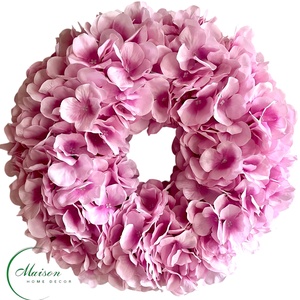 Pasztell rózsaszín hortenzia koszorú, ajtódísz - Meska.hu