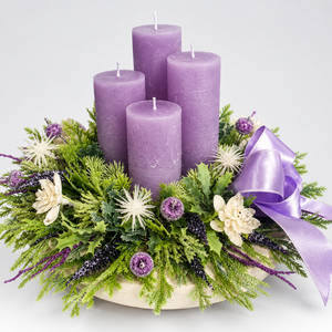 Pasztell lila adventi, karácsonyi asztaldísz - karácsony - adventi díszek - adventi asztaldísz - Meska.hu