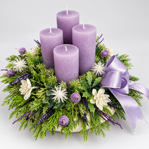 Pasztell lila adventi, karácsonyi asztaldísz - Meska.hu