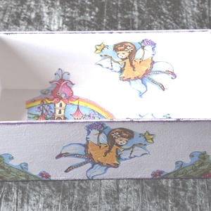 Mesefigurás fa tárolódoboz, Otthon & Életmód, Babaszoba, gyerekszoba, Játéktároló, Decoupage, transzfer és szalvétatechnika, Festett tárgyak, MESKA