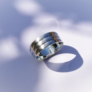 Selyemfényű, 3 az 1-ben ezüst karikagyűrű (53-as), Ékszer, Gyűrű, Kerek gyűrű, Ötvös, Ékszerkészítés, MESKA