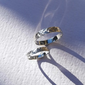 Egyedi, különleges mintájú, ezüst gyűrűpár  - Meska.hu