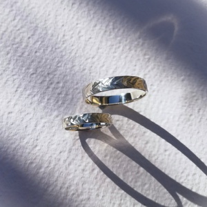 Egyedi, különleges mintájú, ezüst gyűrűpár  - ékszer - gyűrű - kerek gyűrű - Meska.hu