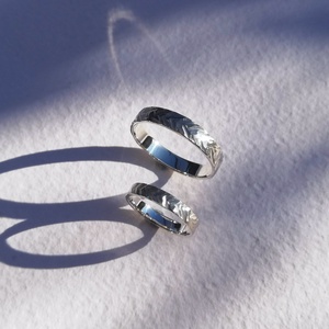 Egyedi, különleges mintájú, ezüst gyűrűpár  - ékszer - gyűrű - kerek gyűrű - Meska.hu