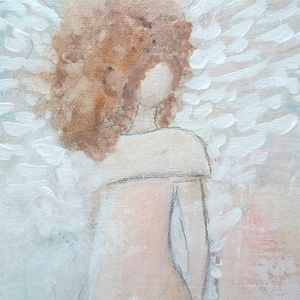 Angyal Festmény 25x58cm  vászonra  - művészet - festmény - akril - Meska.hu