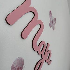 Egyedi rózsaszín fa névtábla (40cm) - baba - mama - babaszoba-dekoráció - babaszoba dekoráció - Meska.hu