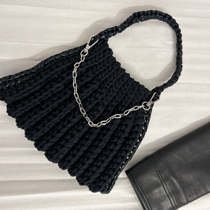 Fekete horgolt táska - táska & tok - kézitáska & válltáska - válltáska - Meska.hu