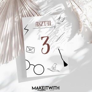 Asztalszám  Harry Potter, Esküvő, Dekoráció, Helyszíni dekor, Fotó, grafika, rajz, illusztráció, MESKA