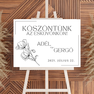 Köszöntő Tábla  Minimalista, Mákvirágos - esküvő - dekoráció - helyszíni dekor - Meska.hu