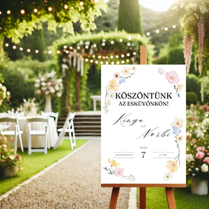 Köszöntő Tábla  Színes Virágos, Esküvő, Dekoráció, Helyszíni dekor, Fotó, grafika, rajz, illusztráció, MESKA