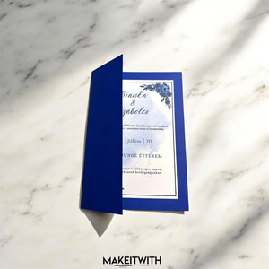 Elegáns Kék Esküvői Meghívó Arany Viaszpecséttel - esküvő - meghívó & kártya - meghívó - Meska.hu