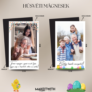 Húsvéti Családi Hűtőmágnes, Otthon & Életmód, Konyhafelszerelés, tálalás, Konyhai dekoráció, Hűtőmágnes, Fotó, grafika, rajz, illusztráció, MESKA