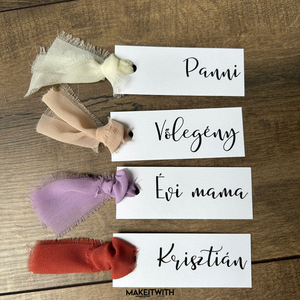 Elegancia Ültetőkártya Zsorzsett Díszítéssel, Esküvő, Meghívó & Kártya, Ültetési rend, Fotó, grafika, rajz, illusztráció, MESKA
