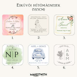 Egyedi esküvői vendég mágnes - esküvő - emlék & ajándék - köszönőajándék - Meska.hu