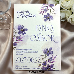 Esküvői meghívó - Lila Harmónia, Esküvő, Meghívó & Kártya, Meghívó, Fotó, grafika, rajz, illusztráció, MESKA