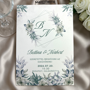 Esküvői meghívó - Greenery Classic, Esküvő, Meghívó & Kártya, Meghívó, Fotó, grafika, rajz, illusztráció, MESKA