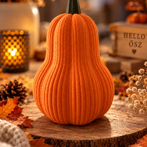 Őszi tök dekoráció � 3D nyomtatott, bordázott asztaldísz natúr bézs színben - otthon & életmód - dekoráció - halloween - halloweeni tök - Meska.hu