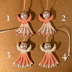 Barackvirág makramé angyalka függő - karácsony - karácsonyi lakásdekoráció - karácsonyfadíszek - Meska.hu