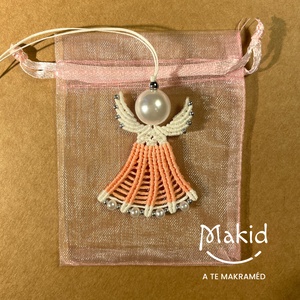 Barackvirág makramé angyalka függő - karácsony - karácsonyi lakásdekoráció - karácsonyfadíszek - Meska.hu