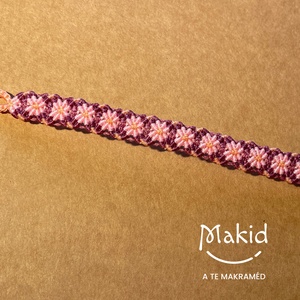 Agapi pink makramé karkötő - ékszer - karkötő - karkötő medállal - Meska.hu