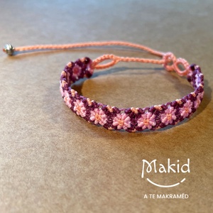 Agapi pink makramé karkötő - ékszer - karkötő - karkötő medállal - Meska.hu
