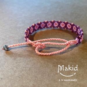 Agapi pink makramé karkötő - ékszer - karkötő - karkötő medállal - Meska.hu