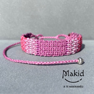 Niké pink mikromakramé karkötő, Ékszer, Karkötő, Karkötő medállal, Csomózás, MESKA