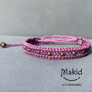 Zaira pink lila mikromakramé karkötő - Meska.hu