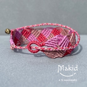 Fonat bordó pink mikromakramé karkötő - ékszer - karkötő - karkötő medállal - Meska.hu