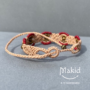 Flora natúr mikromakramé karkötő - ékszer - karkötő - karkötő medállal - Meska.hu