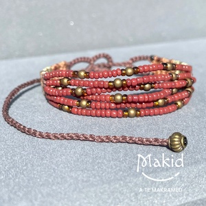 Gloria barna mikromakramé karkötő, Ékszer, Karkötő, Karkötő medállal, Csomózás, MESKA