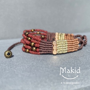 Gloria barna mikromakramé karkötő - ékszer - karkötő - karkötő medállal - Meska.hu